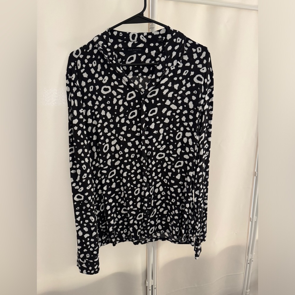 Allsaints Panther Long Sleeve Shirt - Large Leopard Print